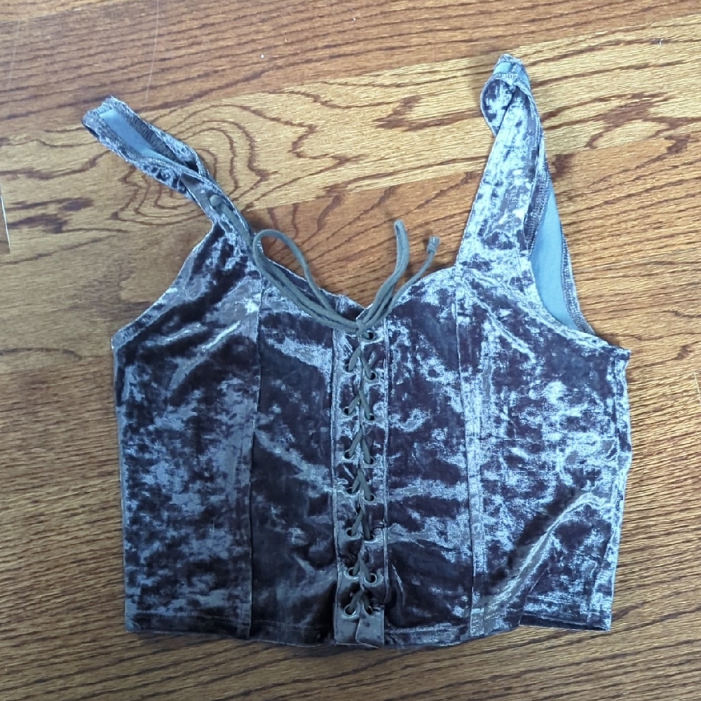 American Eagle Outfitters Blue Gray Sleeveless Bustier Tank Top